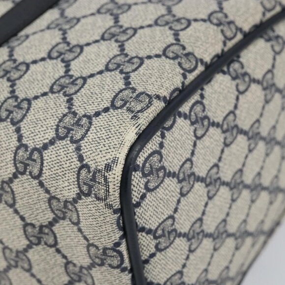 GUCCI GG Supreme Sherry Line Boston Bag PVC Navy Gold Red 40 3842 Auth BA5638 - Picture 3 of 16